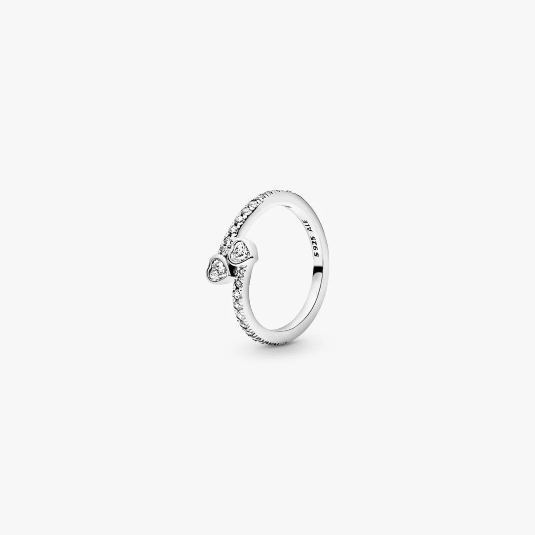 Two Sparkling Hearts Ring