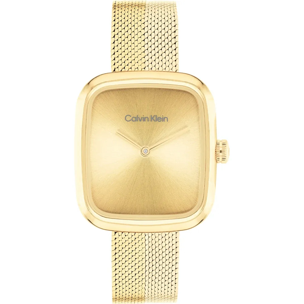 CALVIN KLEIN LADIES GOLD DIAL GOLD MESH WATCH