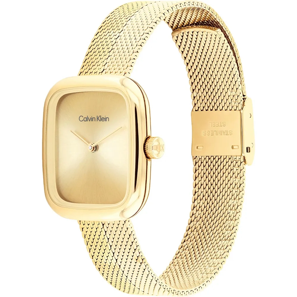 CALVIN KLEIN LADIES GOLD DIAL GOLD MESH WATCH