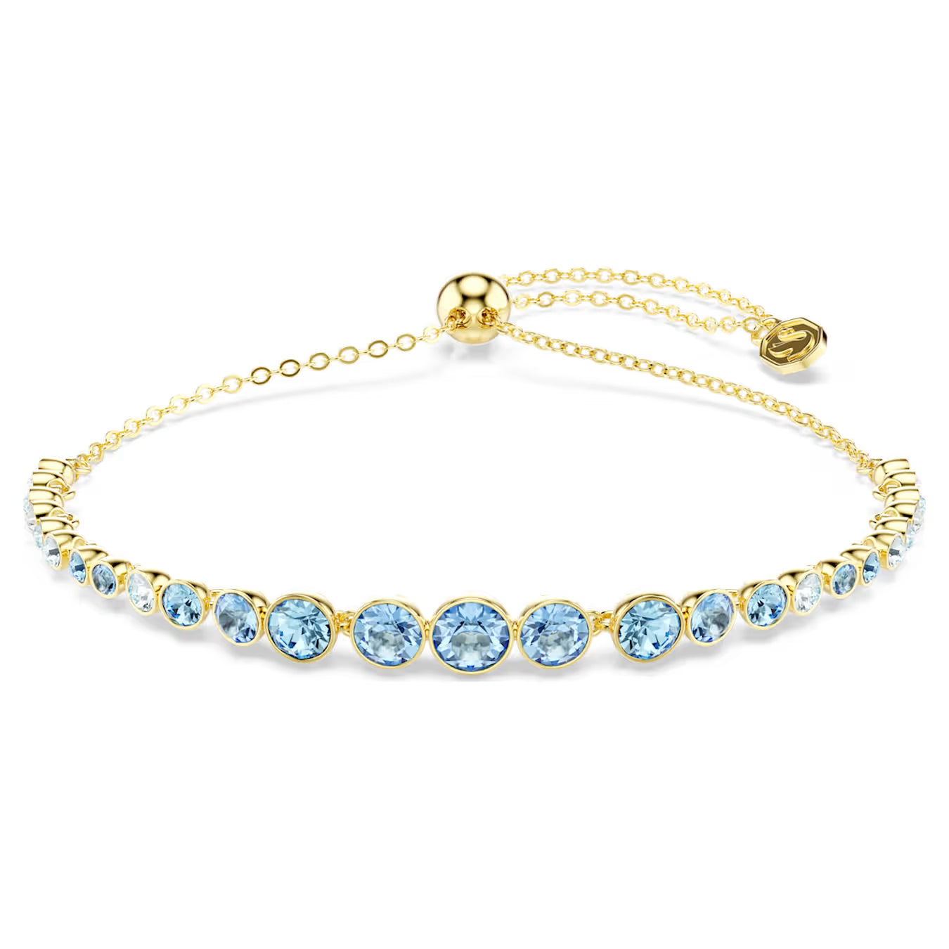 Gold Imber Blue Stone Round cut Swarovski Bracelet