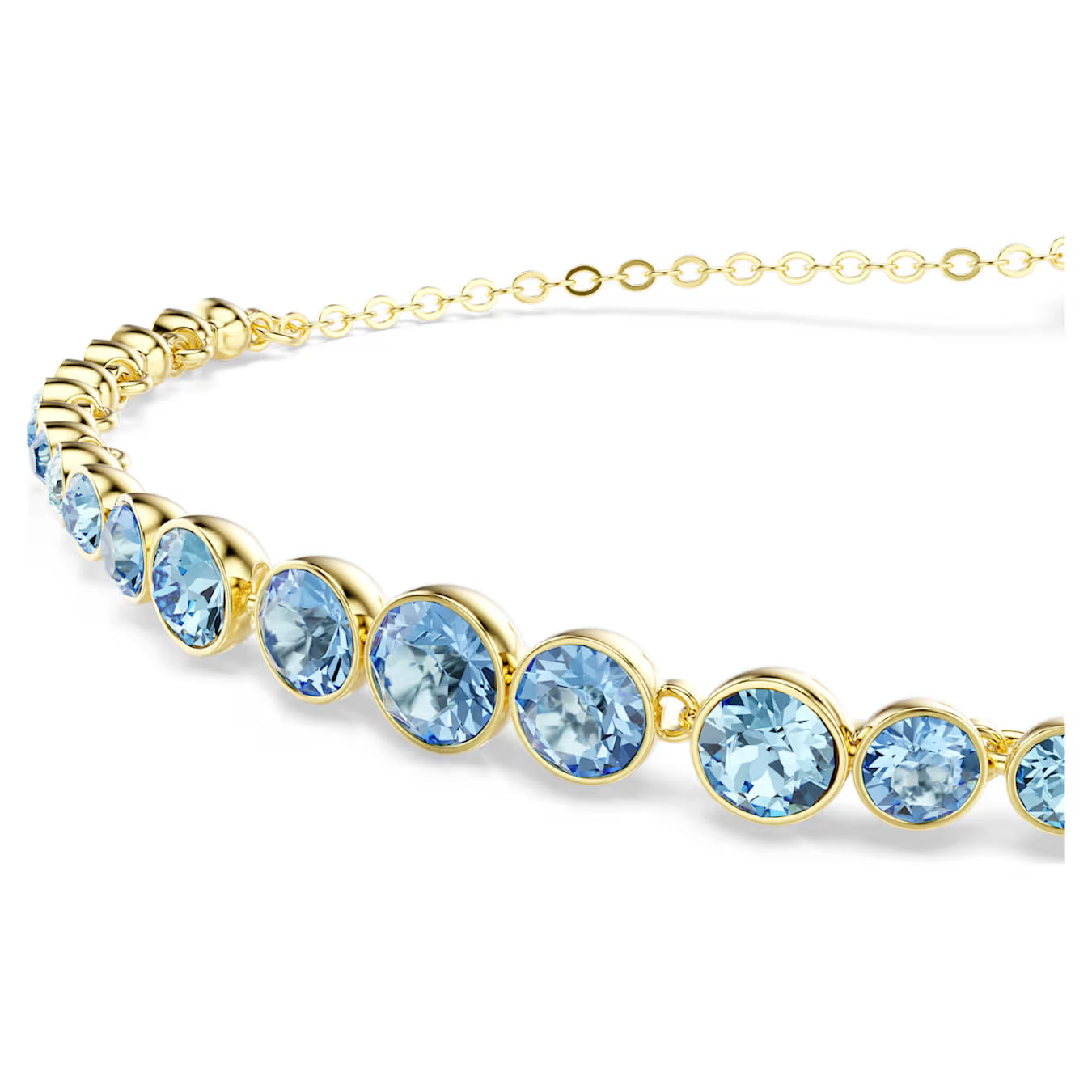 Gold Imber Blue Stone Round cut Swarovski Bracelet