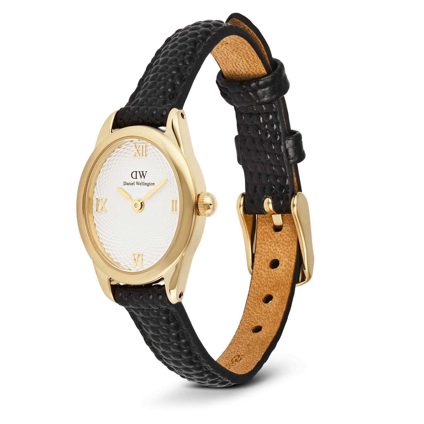 DW OPHELIA MINI BLACK LIZARD LEATHER LADIES WATCH