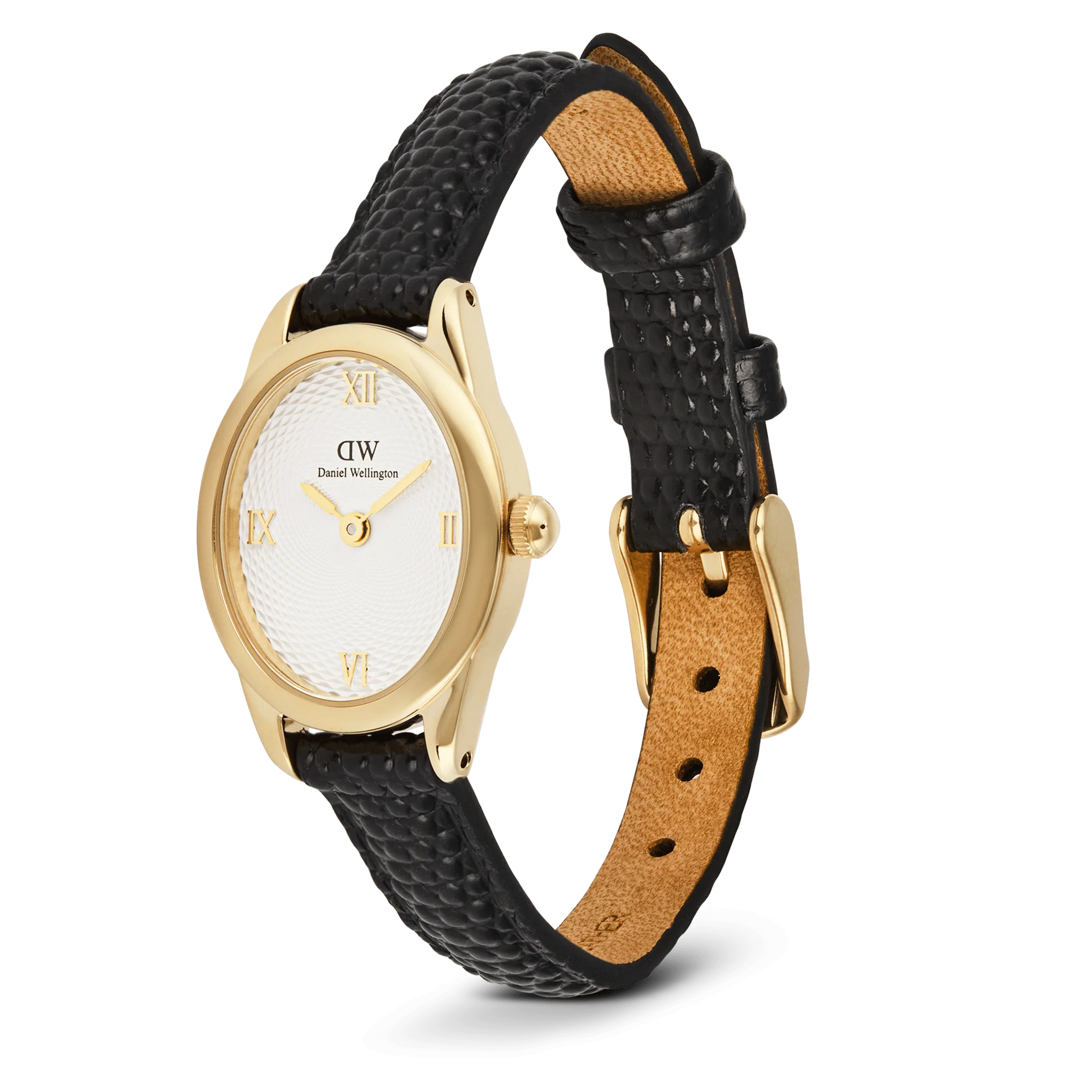 DW OPHELIA MINI BLACK LIZARD LEATHER LADIES WATCH