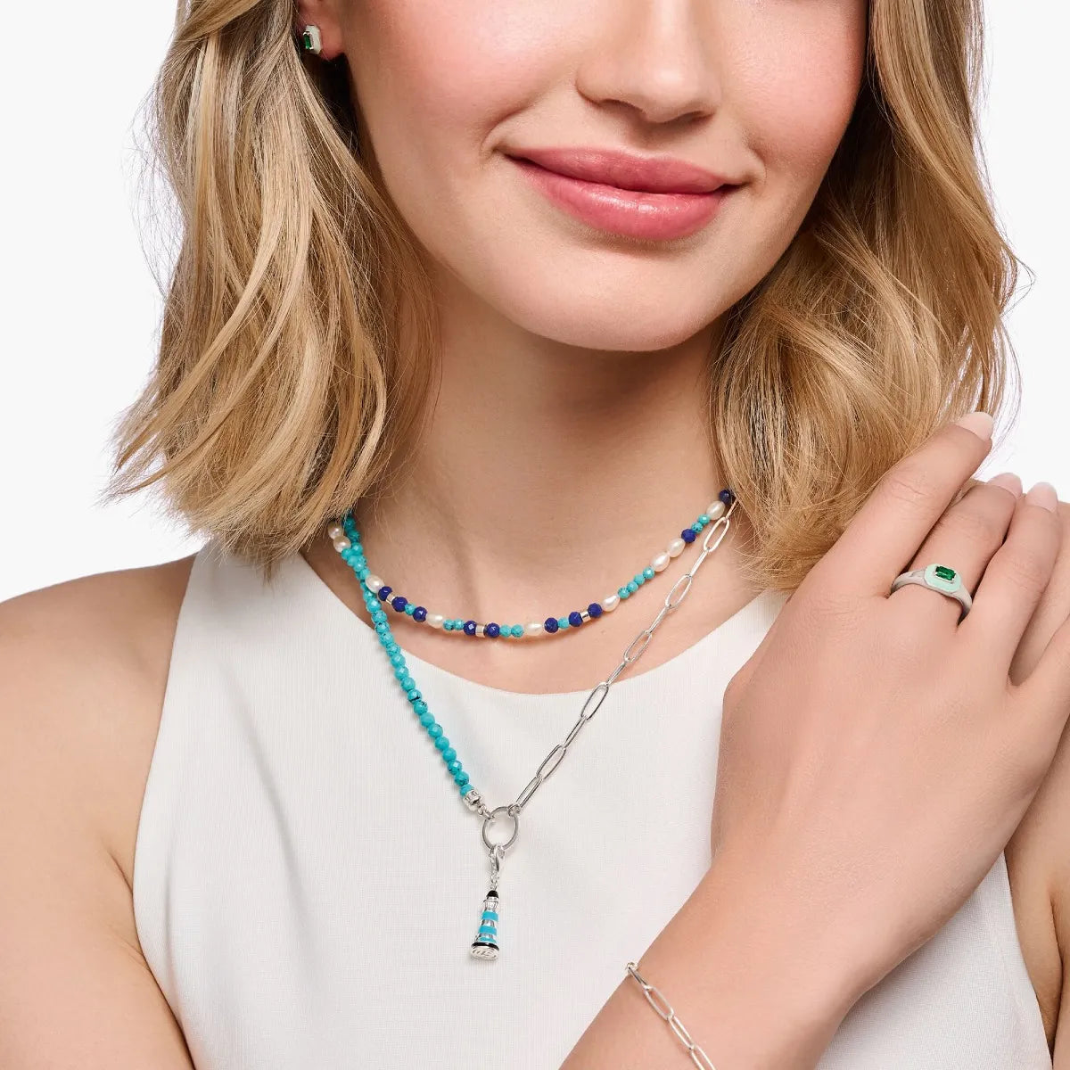 Thomas Sabo Charm Club Charmista with pearl silver charm necklace