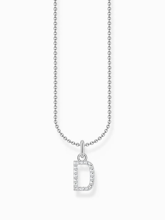 LETTER 'D' NECKLACE WITH WHITE ZIRCONIA