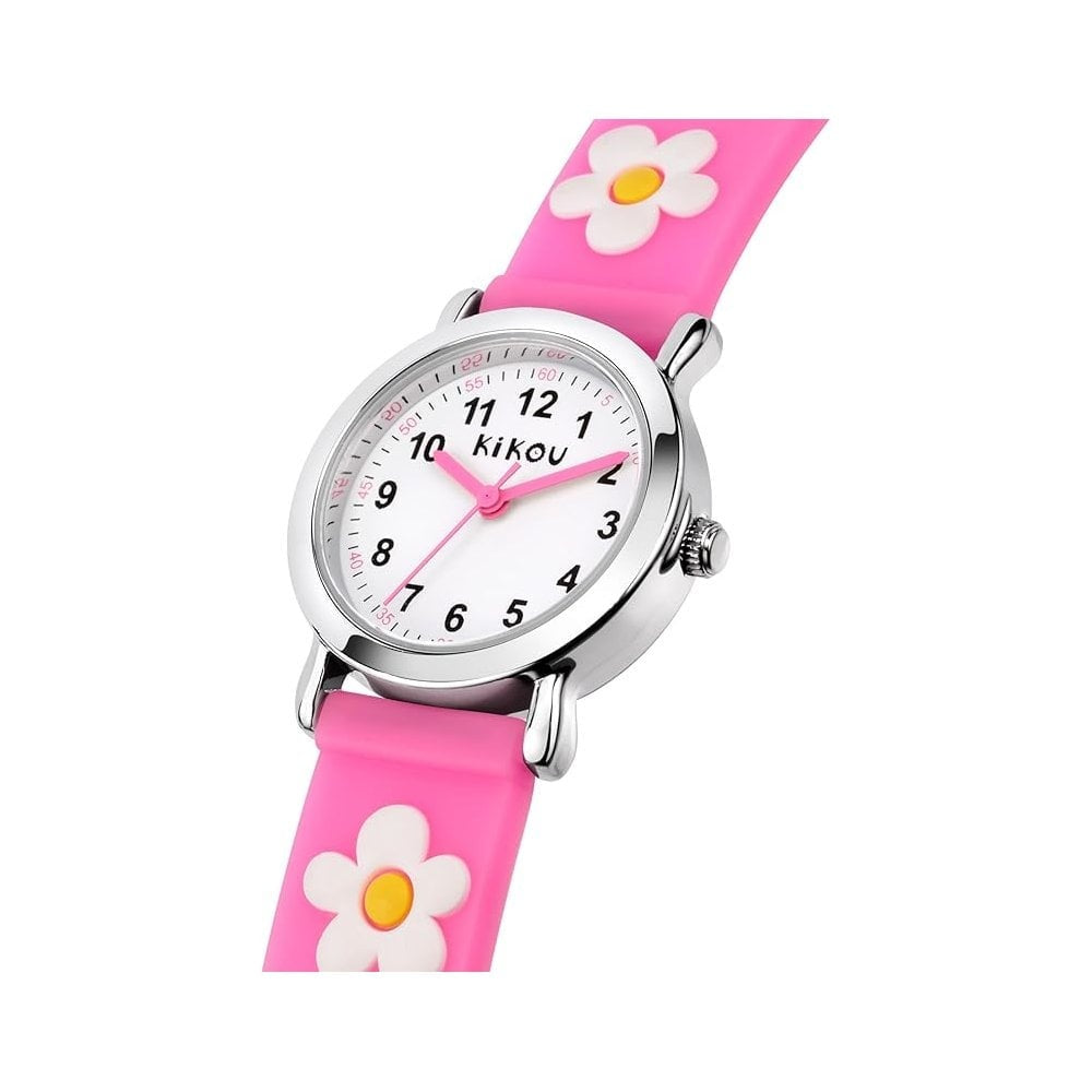 kikou girls pink flower watch