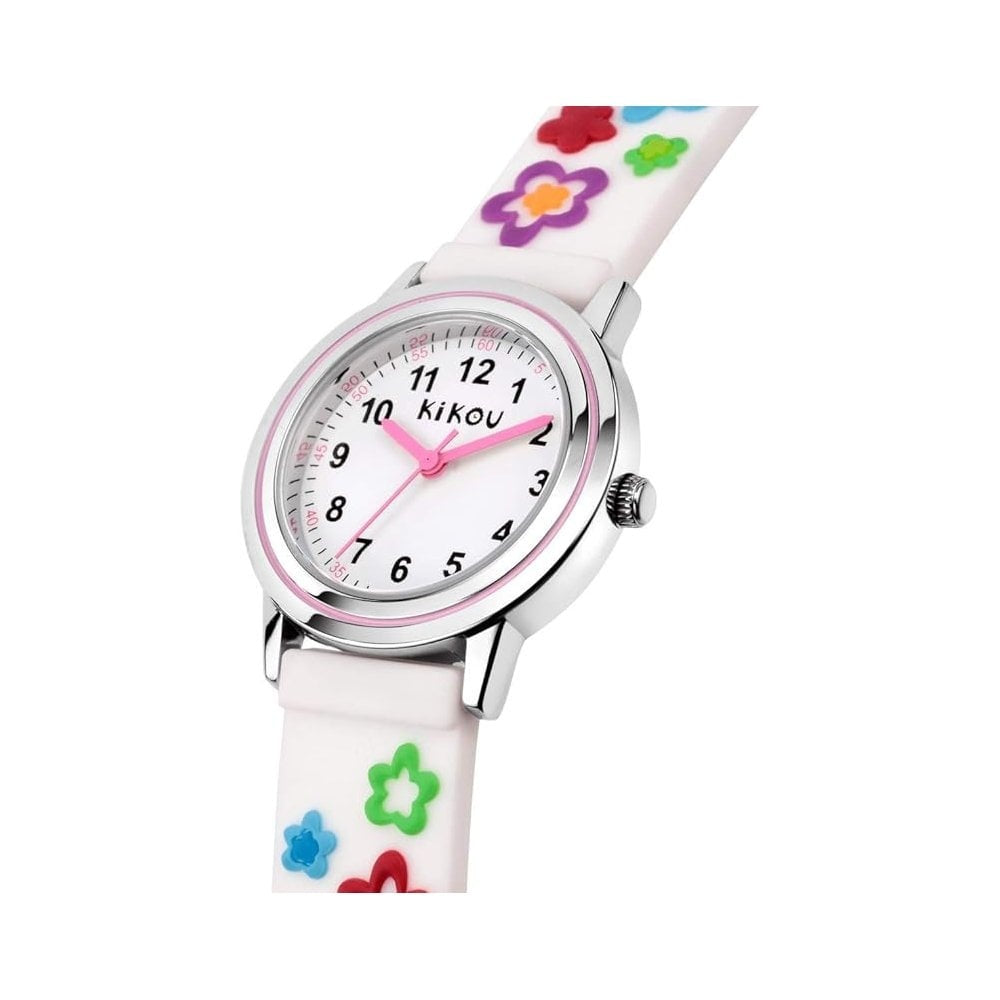 kikou girls white flower watch