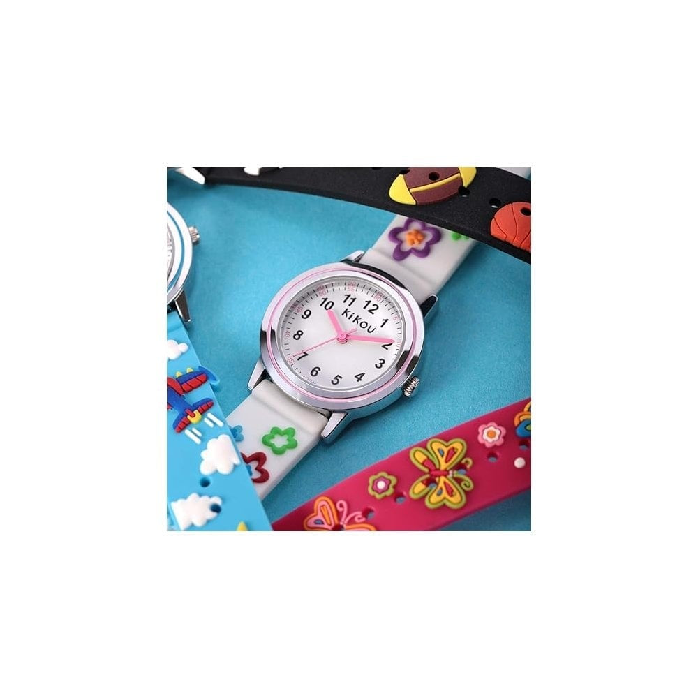 kikou girls white flower watch