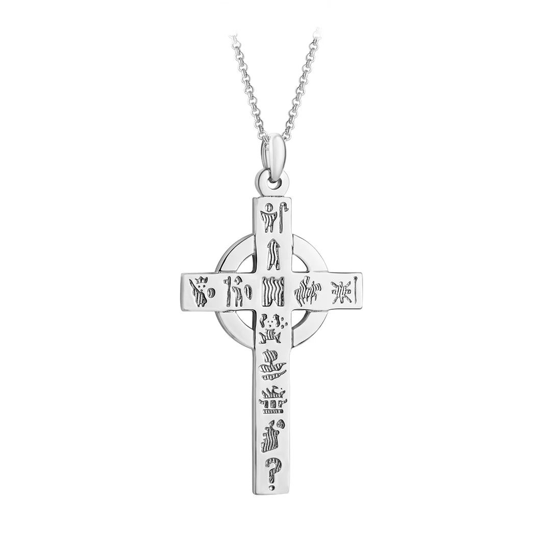 History Of Ireland Large Silver Cross Necklace