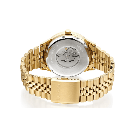 lorus automatic gents gold plated green dial bracelet watch