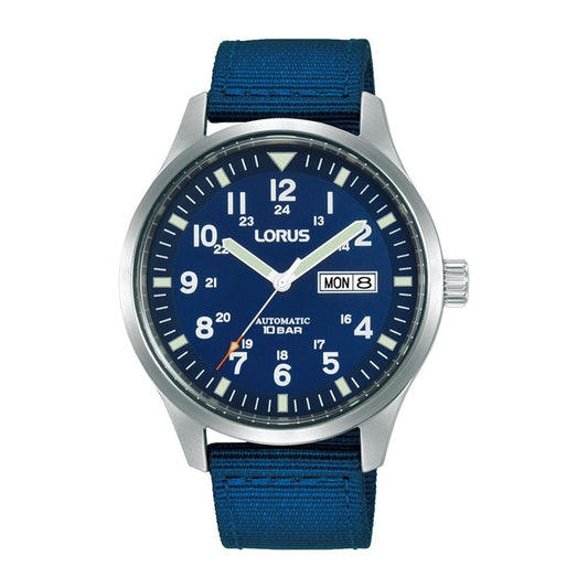 lorus automatic gents stainless steel blue dial strap watch