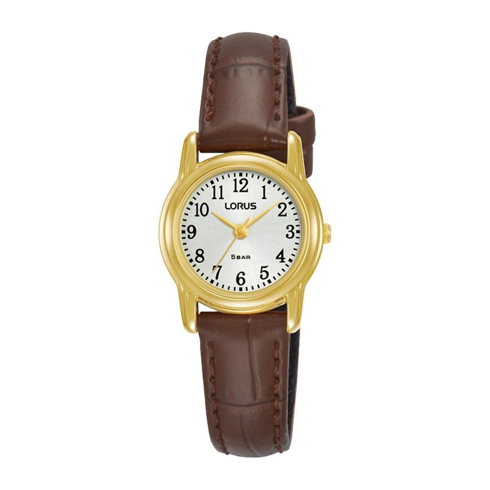 lorus ladies gold plated white dial strap watch
