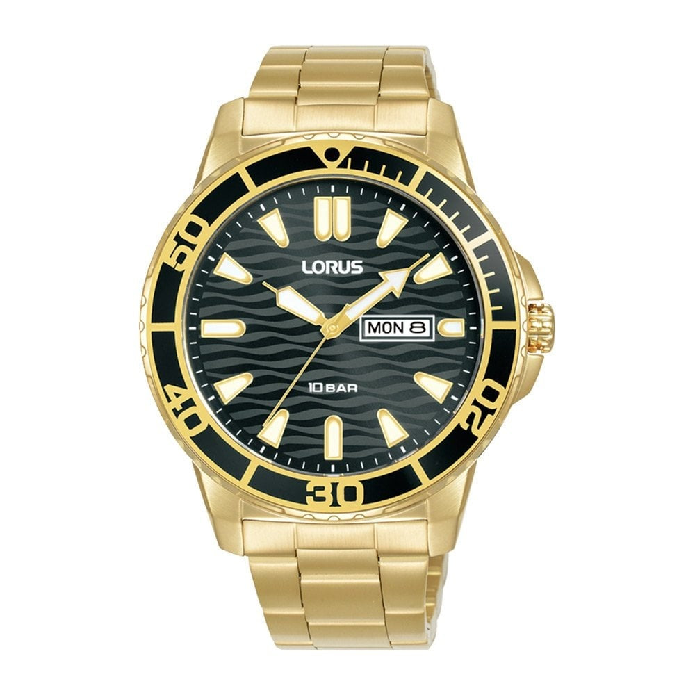 lorus quartz gents gold plated watch
