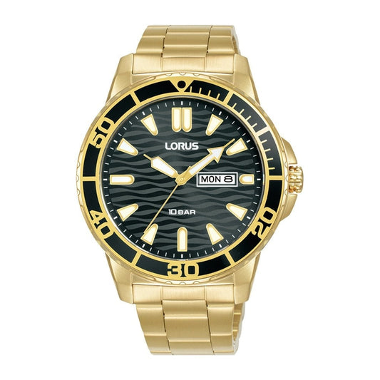 lorus quartz gents gold plated watch