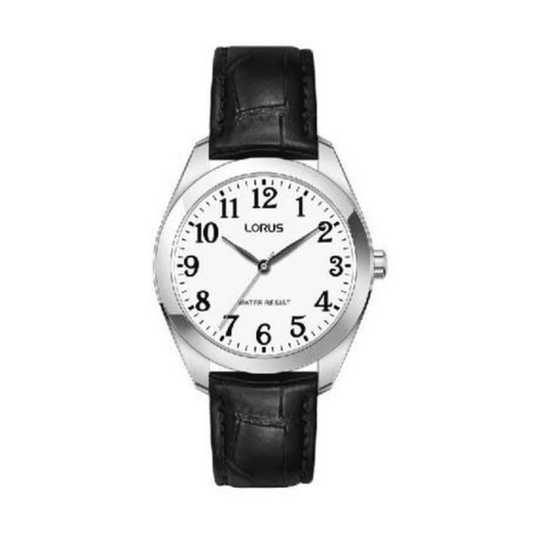 lorus quartz genuine leather black watch