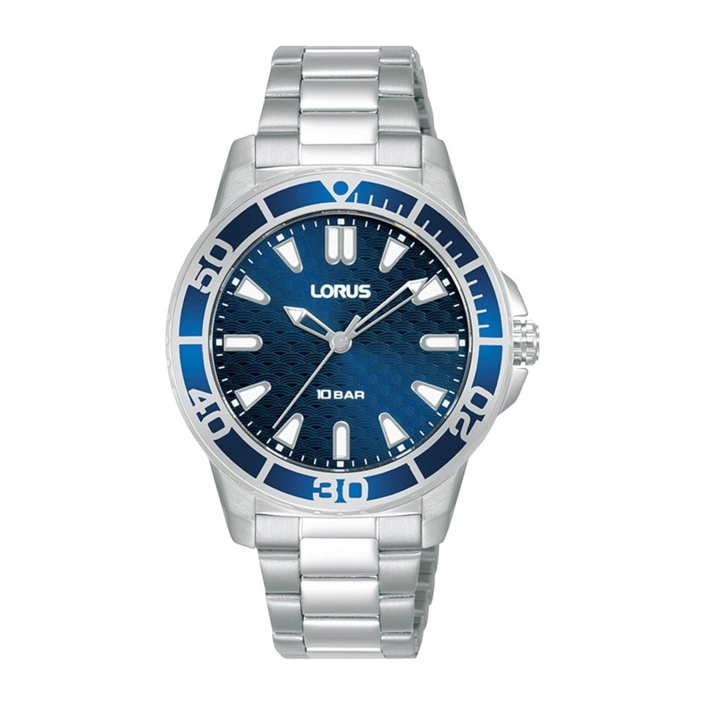 lorus quartz ladies stainless steel dark blue dial bracelet watch