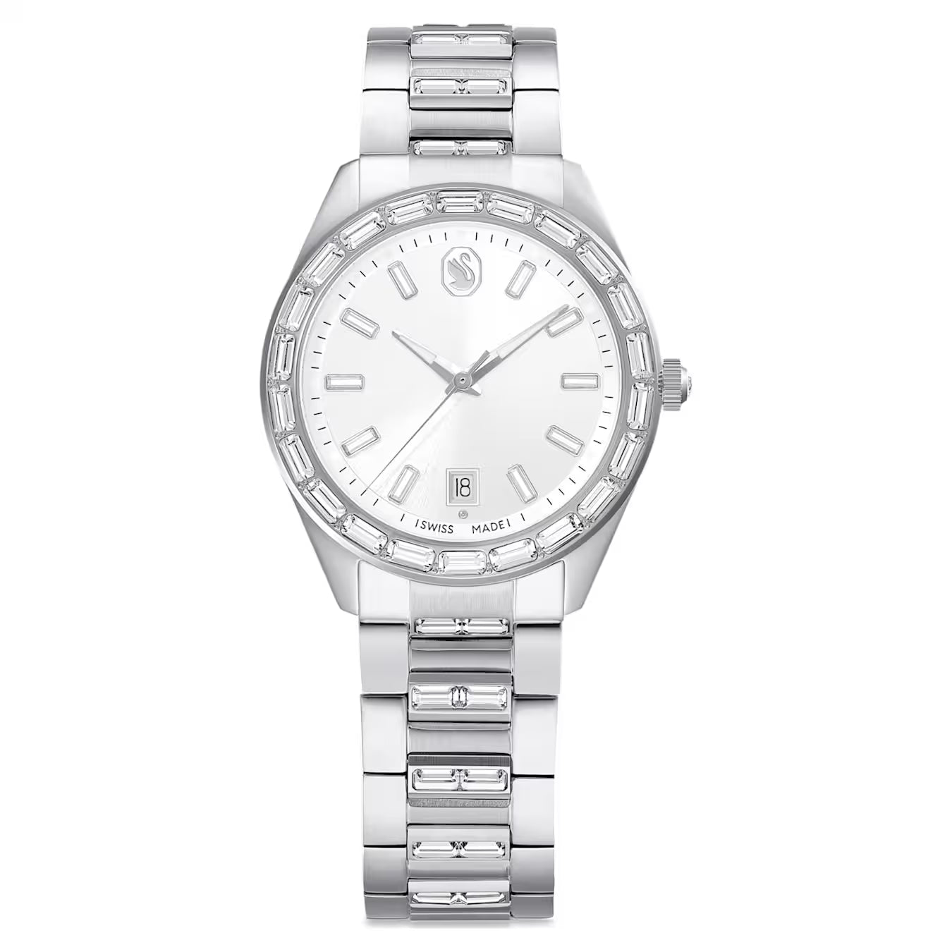 MATRIX DATE LADIES STAINLESS STEEL SWAROVSKI WATCH