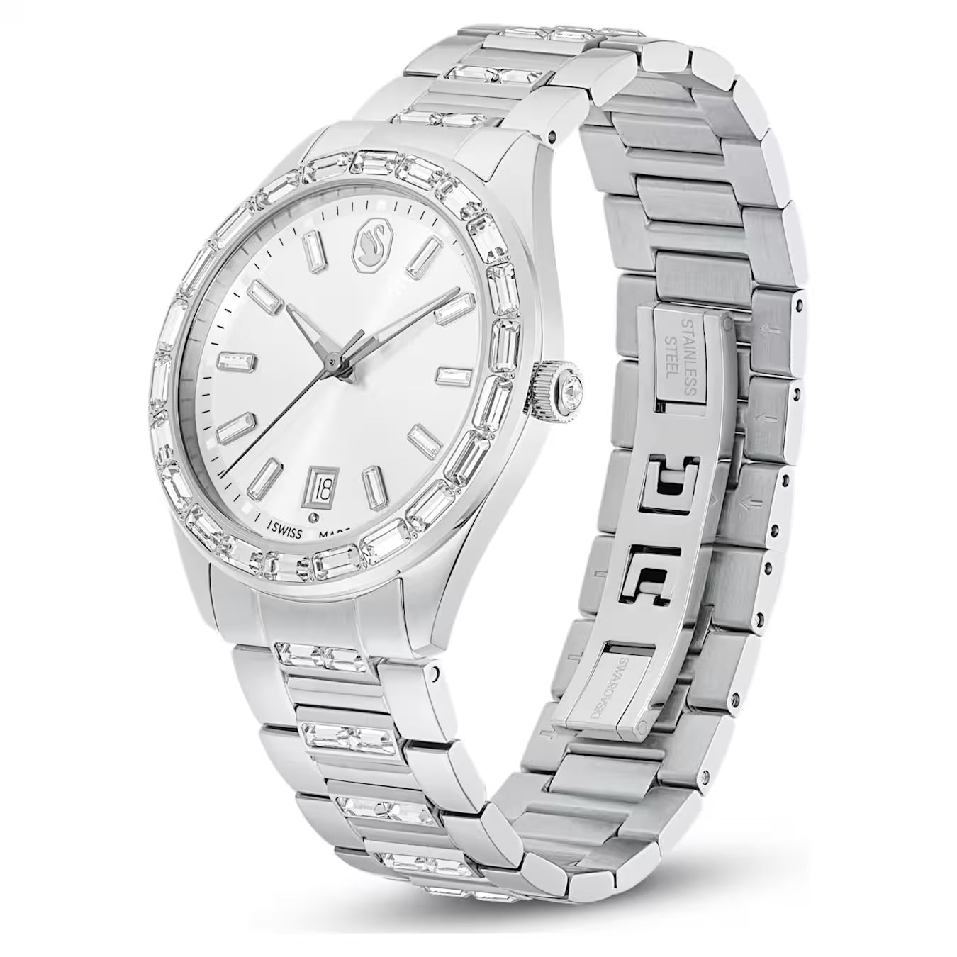 MATRIX DATE LADIES STAINLESS STEEL SWAROVSKI WATCH