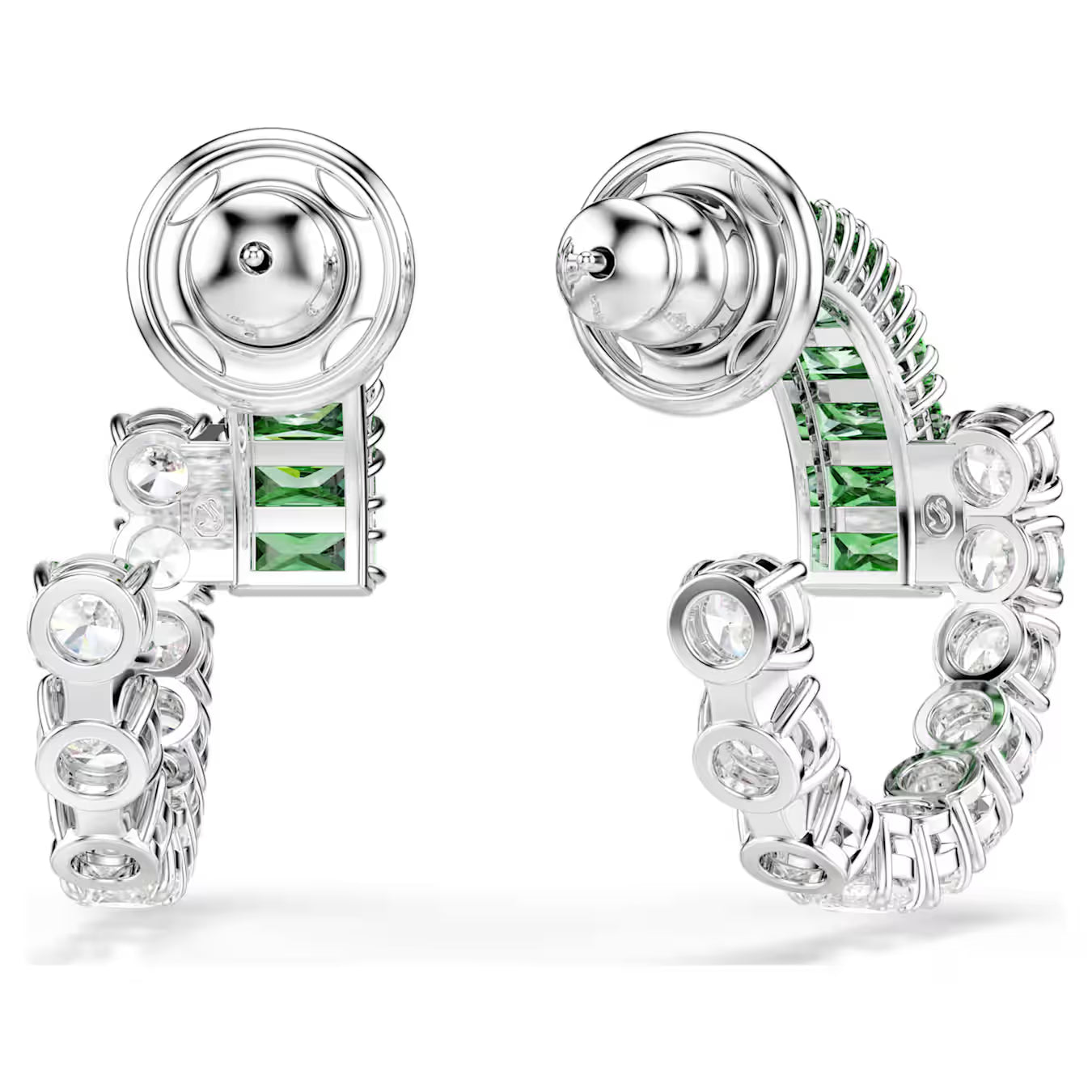 SWAROVSKI MATRIX GREEN MIXED CUTS HOOP EARRINGS