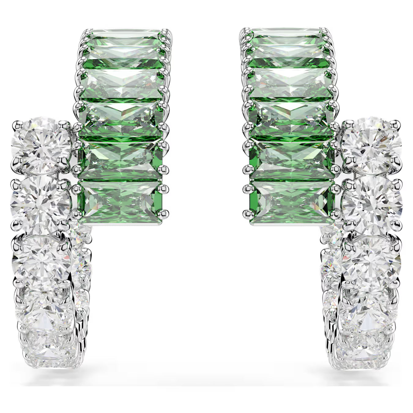 SWAROVSKI MATRIX GREEN MIXED CUTS HOOP EARRINGS
