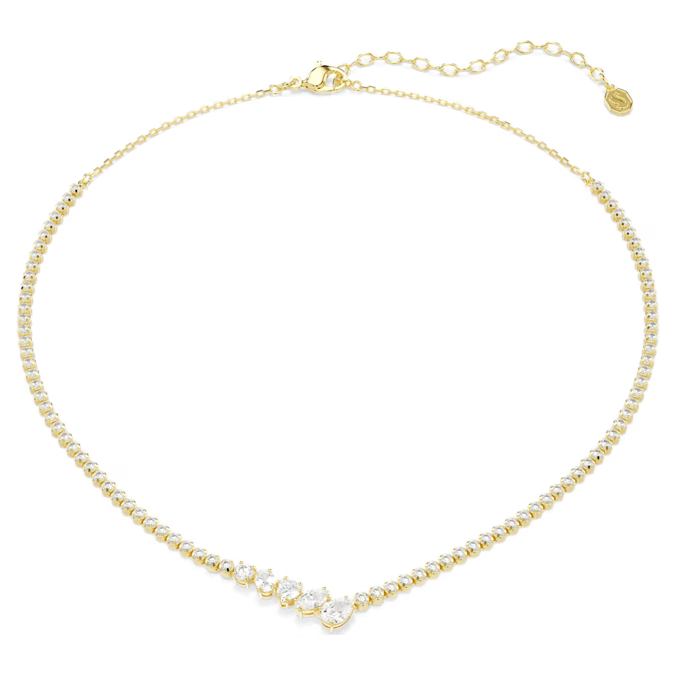 Gold Mesmera V Shaped Mixed Cuts Swarovski Necklace
