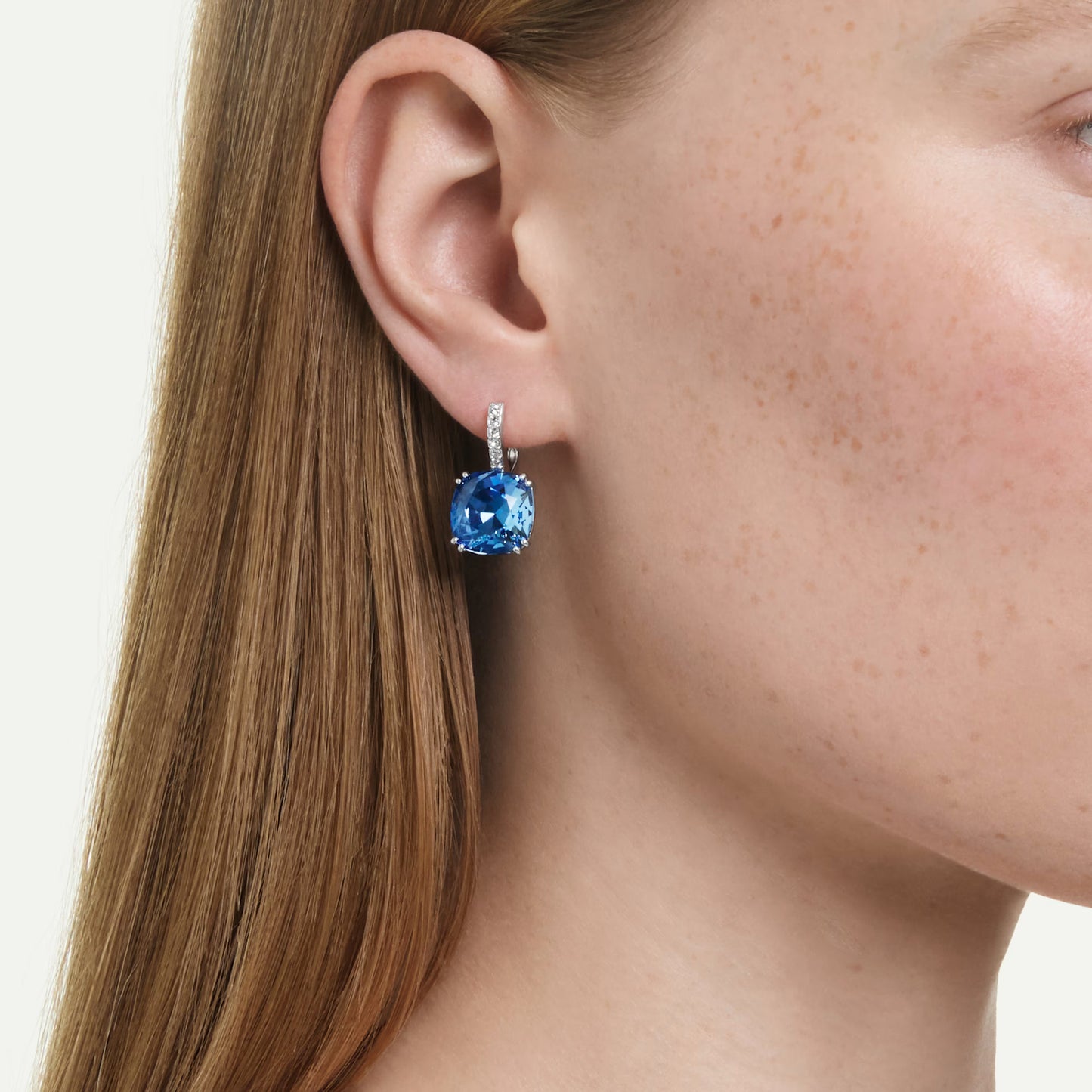 Blue Millenia Cushion Cut Swarovski Drop Earrings