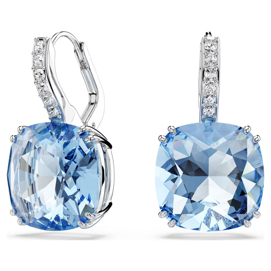 Blue Millenia Cushion Cut Swarovski Drop Earrings