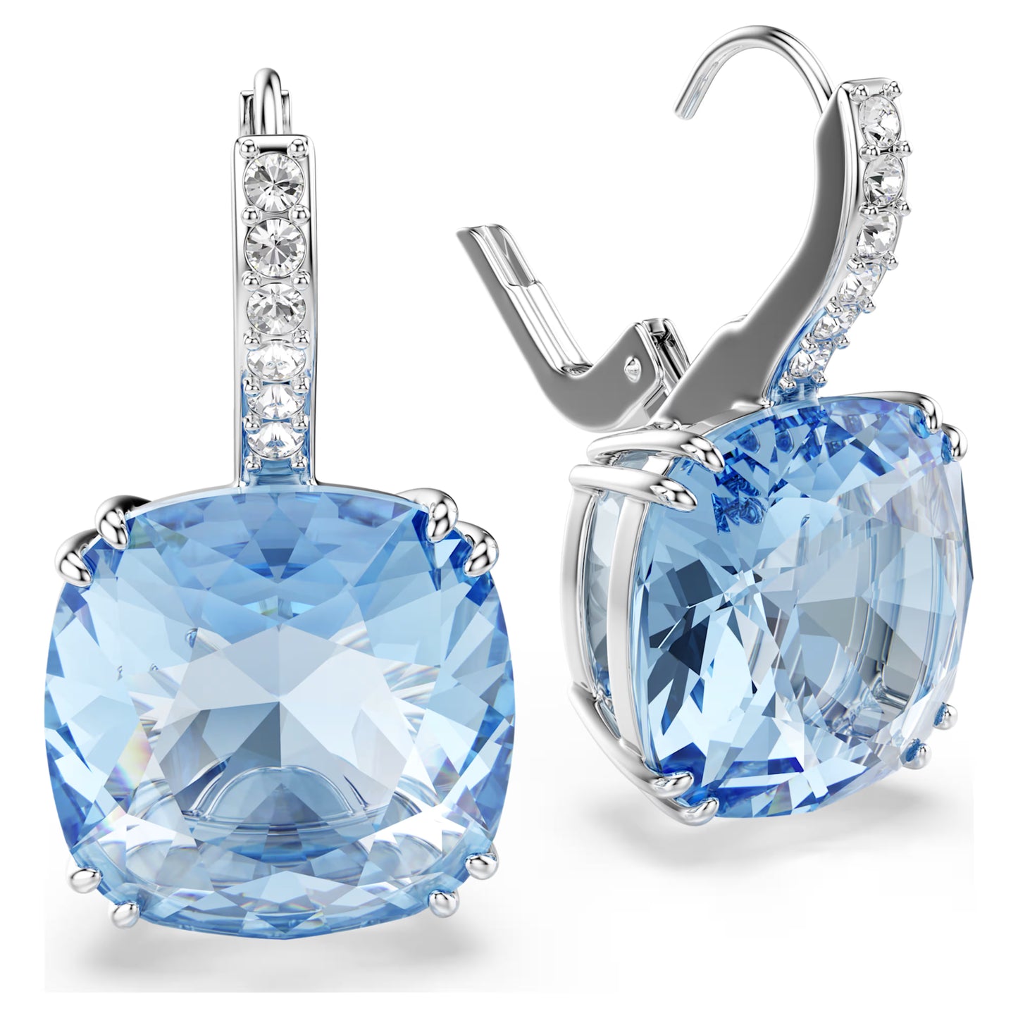 Blue Millenia Cushion Cut Swarovski Drop Earrings