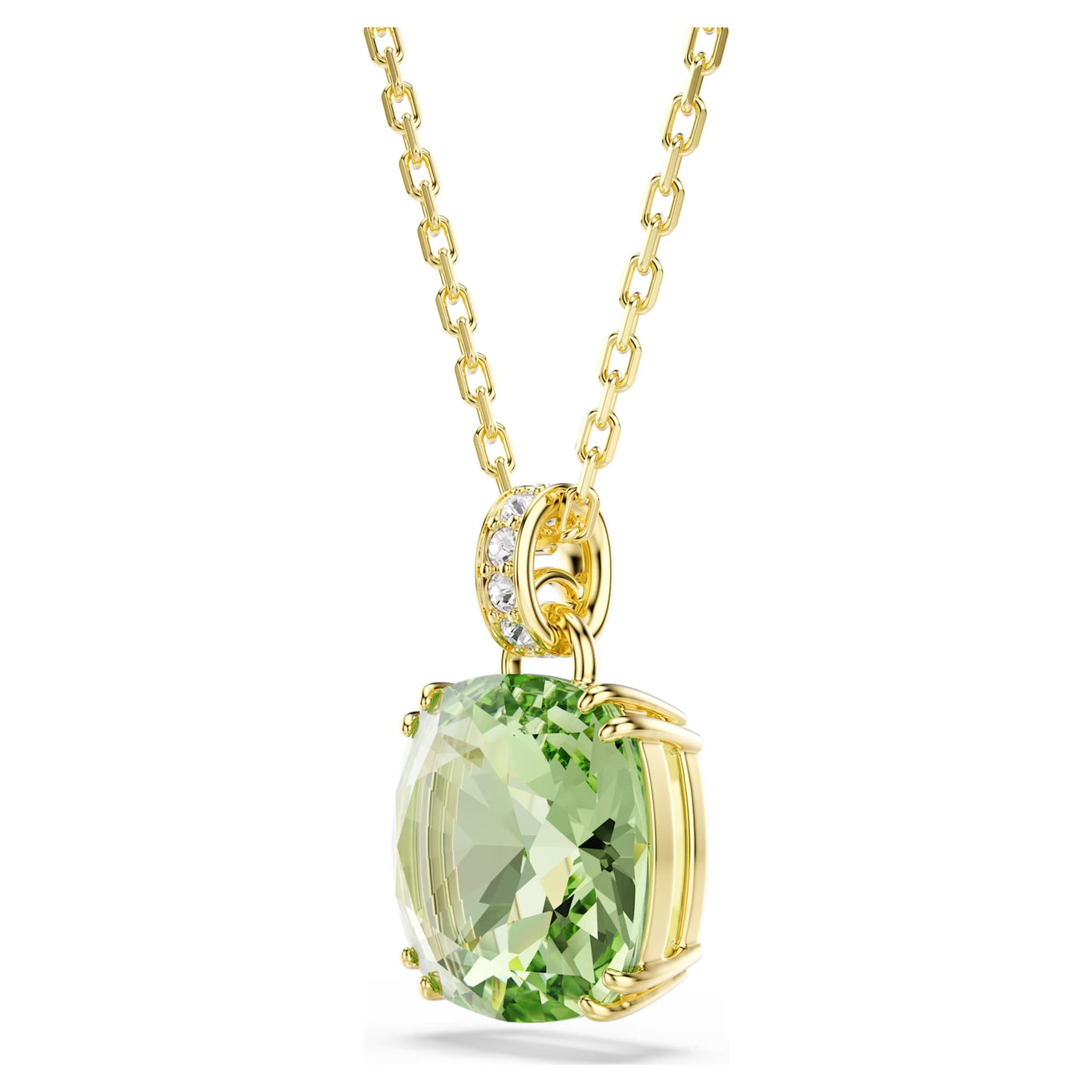Gold Millenia Green Cushion Cut Swarovski Pendant