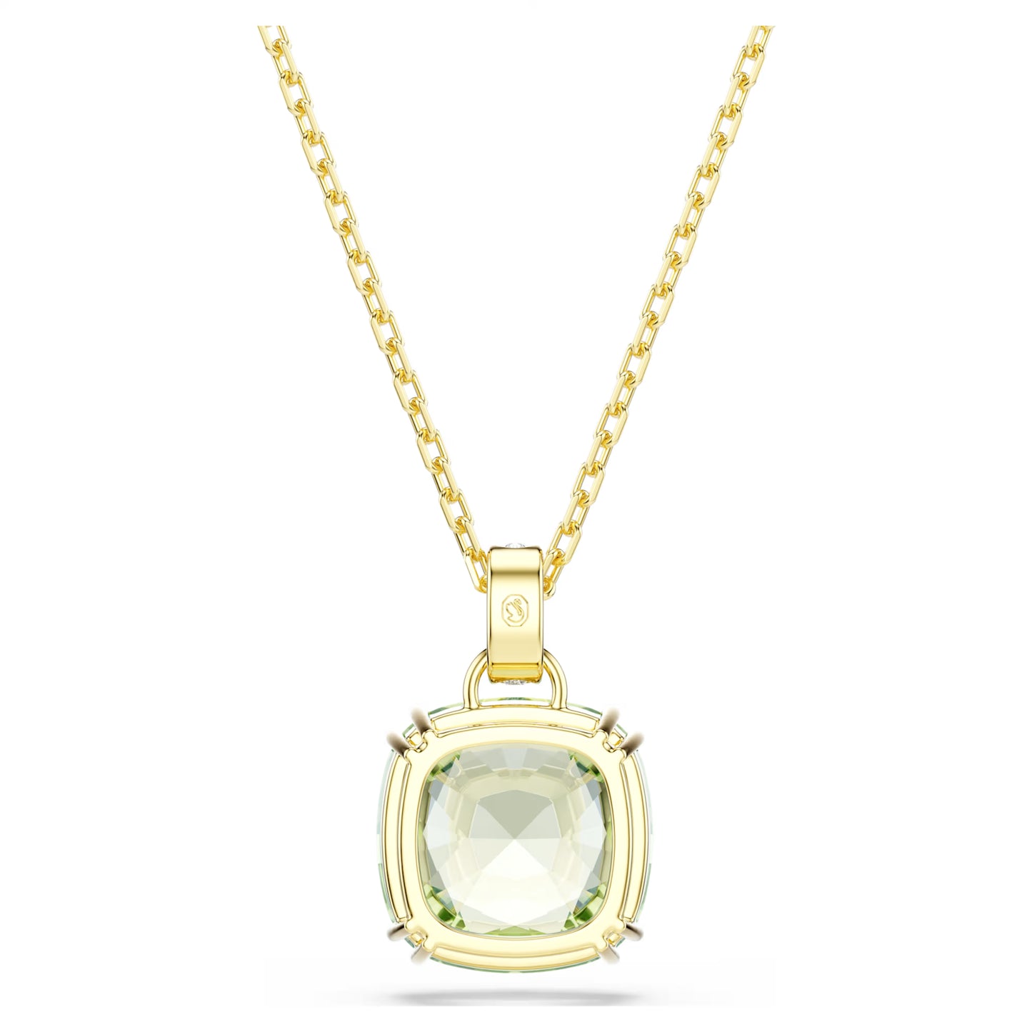 Gold Millenia Green Cushion Cut Swarovski Pendant