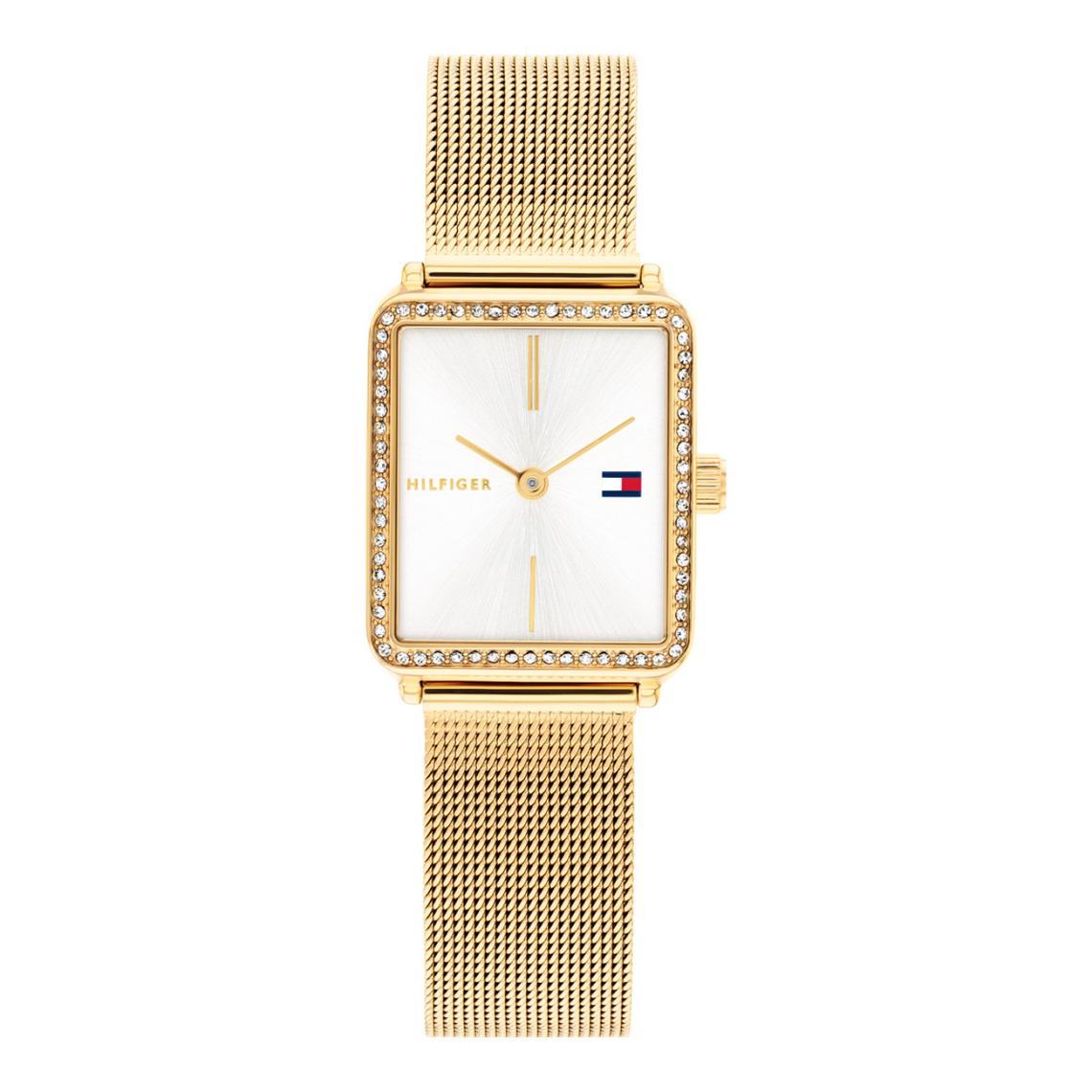 TOMMY HILFIGER GOLD DIAL PAVE LADIES GOLD MESH WATCH