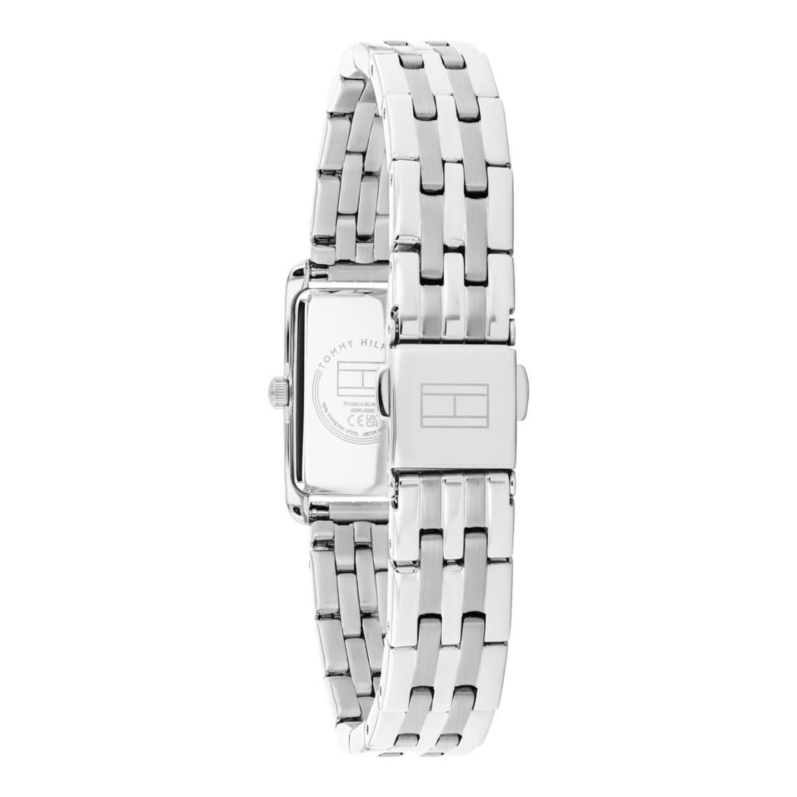 TOMMY HILFIGER TEAL RECTANGULAR DIAL LADIES STAINLESS STEEL WATCH