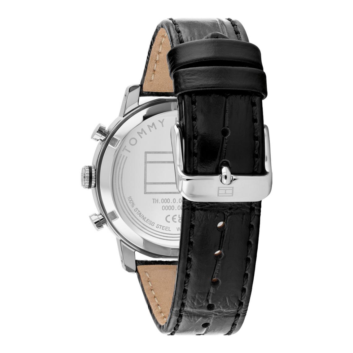 TOMMY HILFIGER BLACK CHRONOGRAPH GENTS BLACK LEATHER WATCH