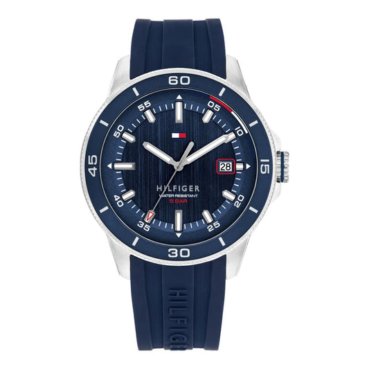 TOMMY HILFIGER NAVY DIAL GENTS NAVY SILICONE WATCH