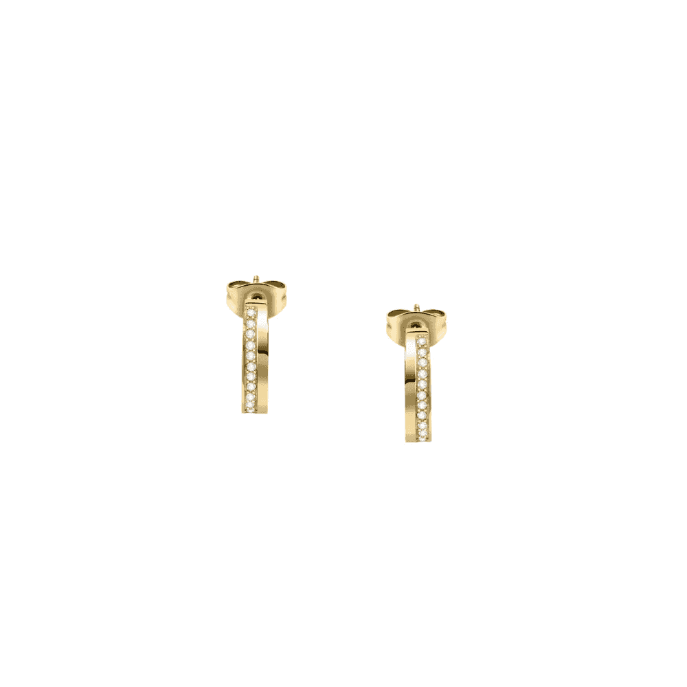 morellato 18k gold plated creole earrings +ip gold w/crystal