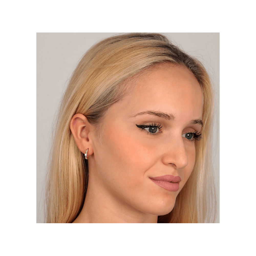 morellato 18k gold plated creole earrings +ip gold w/crystal