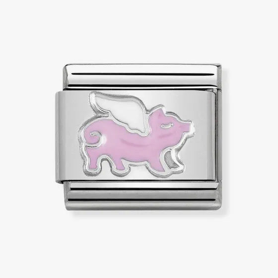 Nomination Classic Silver Pig with Wings Charm