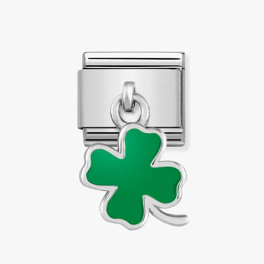 Nomination Composable Classic Silver Link Green four-leaf clover Charm