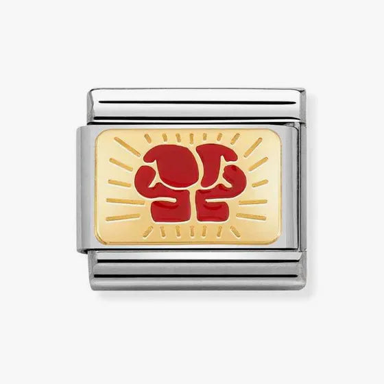 Composable Classic RED BOXING GLOVES in steel , enamel and 18k gold