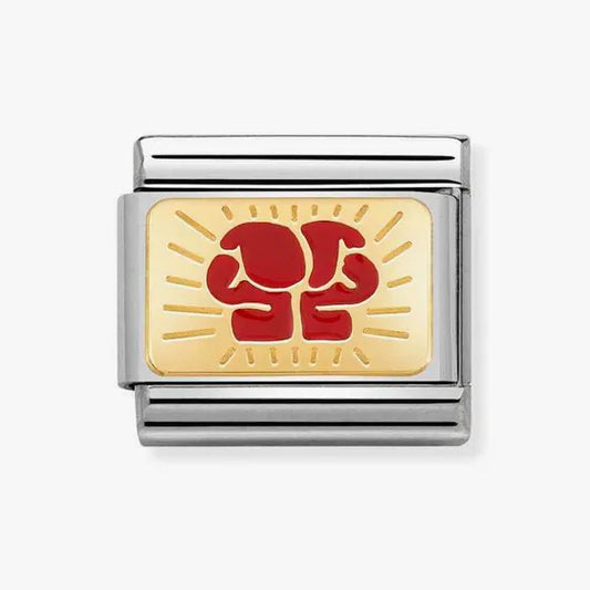 Composable Classic RED BOXING GLOVES in steel , enamel and 18k gold