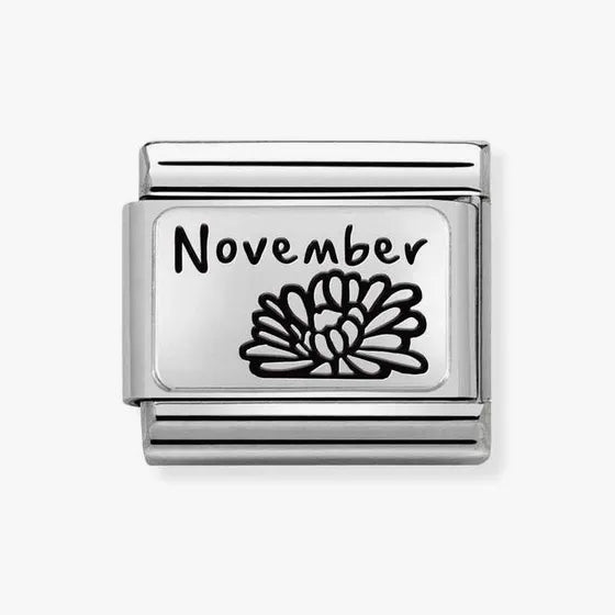 Nomination Classic Silver November Chrysanthemum Flower Charm