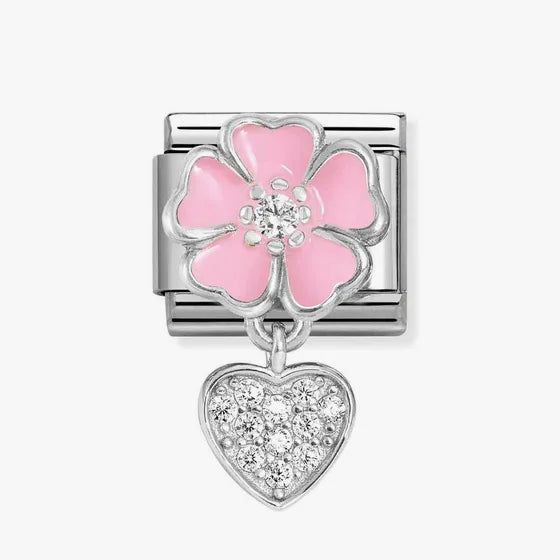 Composable Classic Unisex Link Pink flower with heart