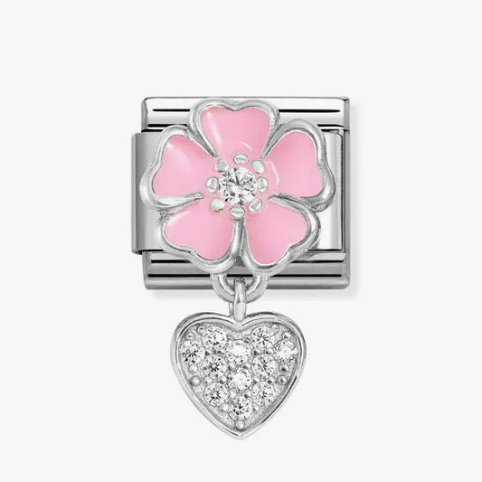 Composable Classic Unisex Link Pink flower with heart