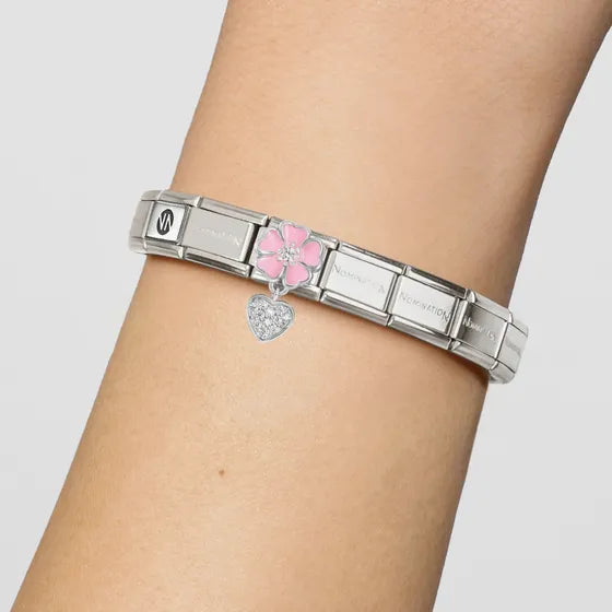 Composable Classic Unisex Link Pink flower with heart