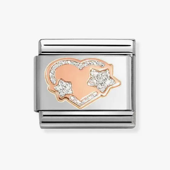Nomination Classic Rose Gold Glitter Star Heart Charm