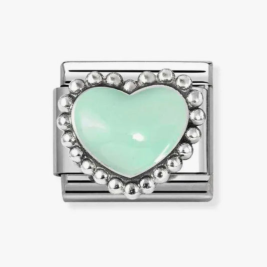 Nomination Classic Silver Pastel Green Raised Heart Charm