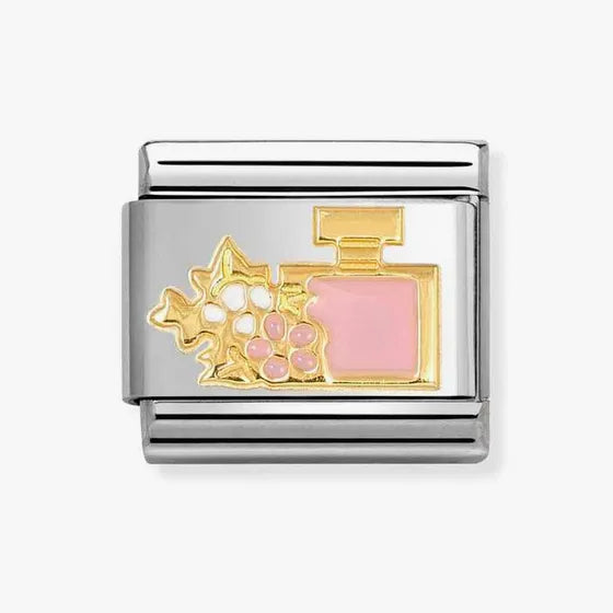 PINK PURFUME BOTTLE WITH PINK & WHITE FLOWERS NOMINATION CHARM
