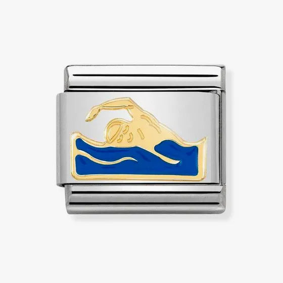 COMPOSABLE Classic SWIMMER in stainless steel with enamel and 18k gold