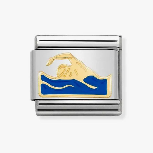 COMPOSABLE Classic SWIMMER in stainless steel with enamel and 18k gold