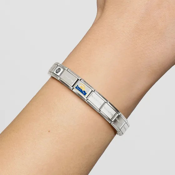 COMPOSABLE Classic SWIMMER in stainless steel with enamel and 18k gold